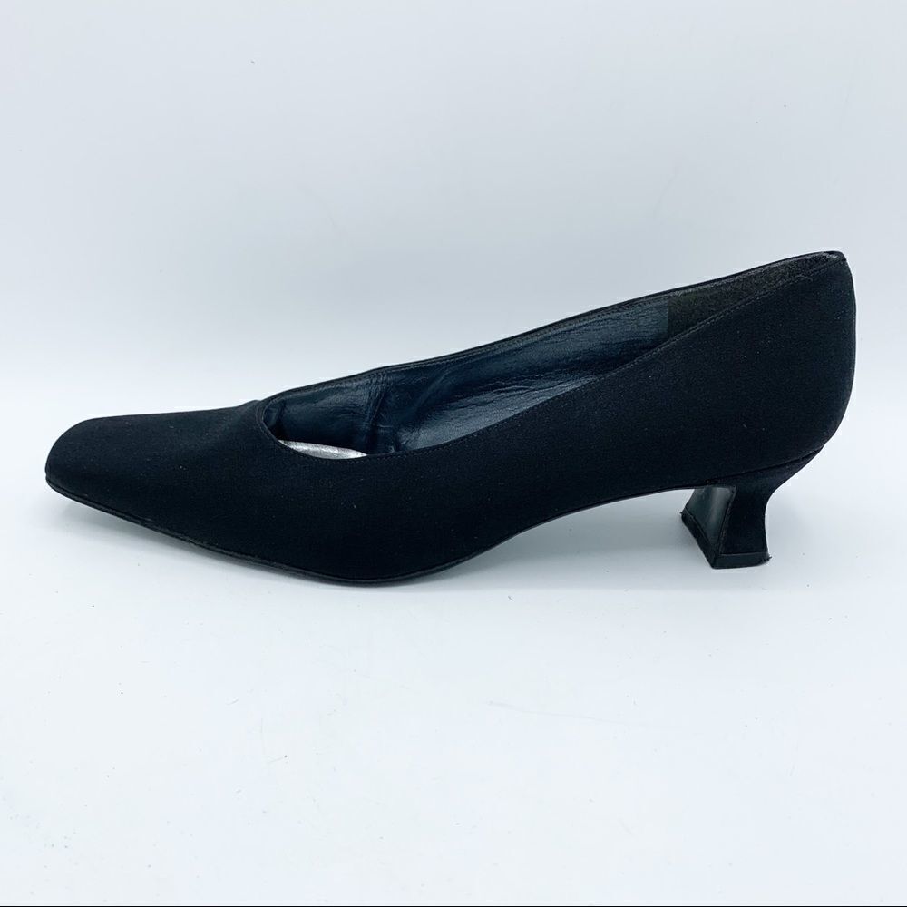 Stuart Weitzman Black Fabric Low Heel Snip Toe Pumps‎